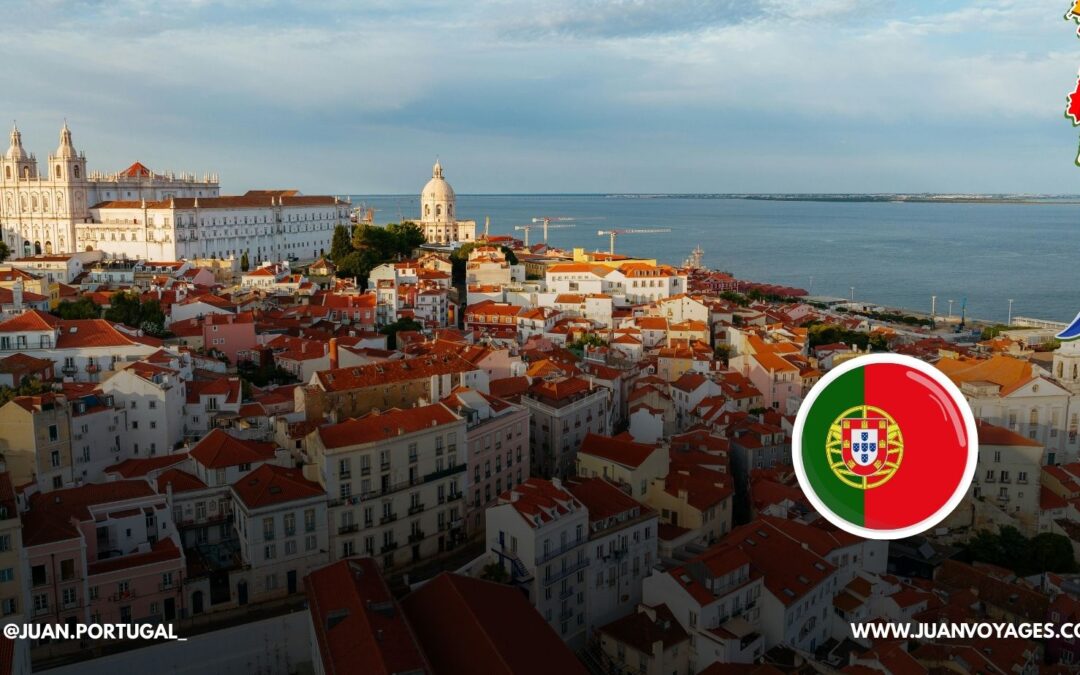 Vue aérienne panoramique de Lisbonne montrant la densité urbaine et le fleuve Tage, illustrant la pression immobilière au Portugal en 2026.