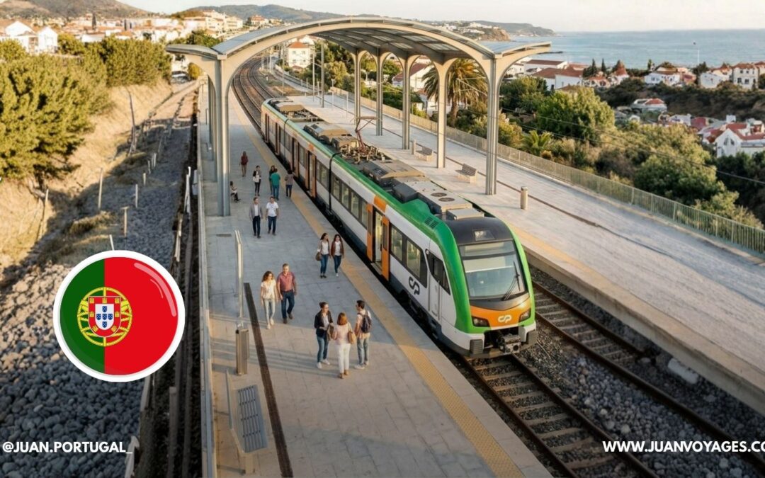 Nouveau train Alstom Adessia Stream aux couleurs de Comboios de Portugal, illustrant la modernisation du réseau ferroviaire portugais.